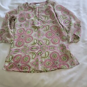 Atmosphere Pink and Green Paisley Top/ Beach cover. Size 1O New
